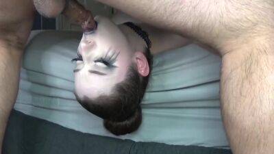 Big Titty Goth Babe With Sloppy Ruined Makeup & Black Lipstick Gets Extreme Off The Bed Upside Down Facefuck With Balls - hclips.com
