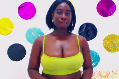Busty Ebony Girl Shows Her Big Black Oiled Tits - hclips.com