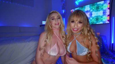 Two Busty Blonde Sluts Ride Cock - hotmovs.com