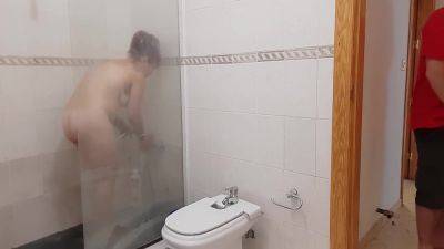 My Busty Stepmom Catches Me Masturbating When She Was Taking A Shower And Luckily - hclips.com