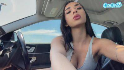 Busty Latina Teen Masturbates Inside The Car Before - hclips.com