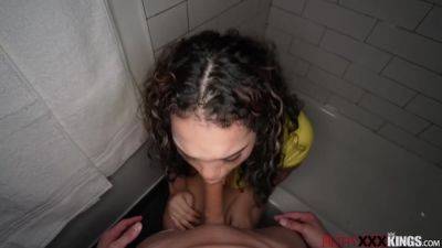 Busty latina stepsis giving stepbro blowjob in the bathroom - txxx.com