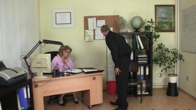 Busty office mature takes his meat from behind - drtuber.com