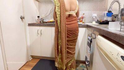 Indian Couple Romance In The Kitchen - Saree Sex - Saree Lifted Up Ass Spanked Boobs Press - hclips.com - India