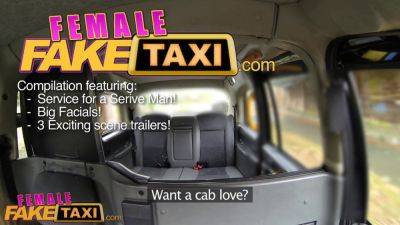 Rebecca More - Rebecca More gets her big boobs jizzed on in a fake taxi with Three horny dudes - sexu.com - Britain