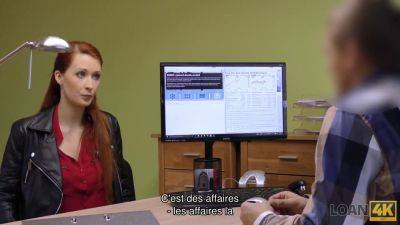 Busty Czech babe Rousse gets her des relations fucked in the office with a credit agent - sexu.com - Czech Republic
