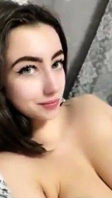 Busty curly brunette with big boobs fucks on couch - drtuber.com