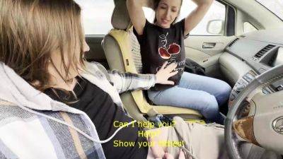 busty girl surprised me while jerking off in the car - drtuber.com