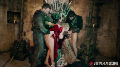 Busty blonde whore fucked on the iron throne and soaked in sperm - xbabe.com
